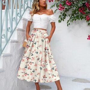 NEW Zeagoo floral maxi skirt